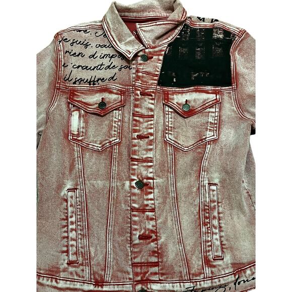 Si tu veux red men’s jeans jacket medium - Picture 3 of 5